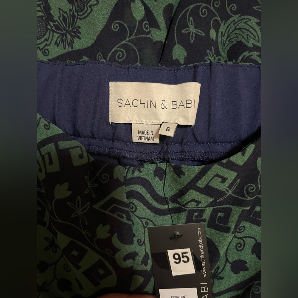 Sachin + Babi Navy and Green Patterned Pants - Picture 8 of 13